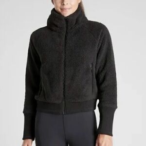 Athleta black Tugga Sherpa fleece teddy jacket size 2X